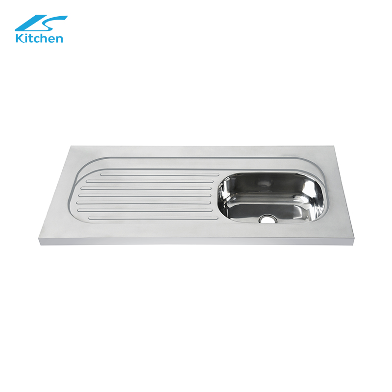 Big Size Sus304 Stainless Steel Single Bowl with Drainboard Outdoor Kitchen Sink