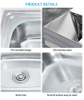 Premium SUS201/304 Stainless Steel Single Bowl Kitchen Sink with Drainboard Square Drop-In Design
