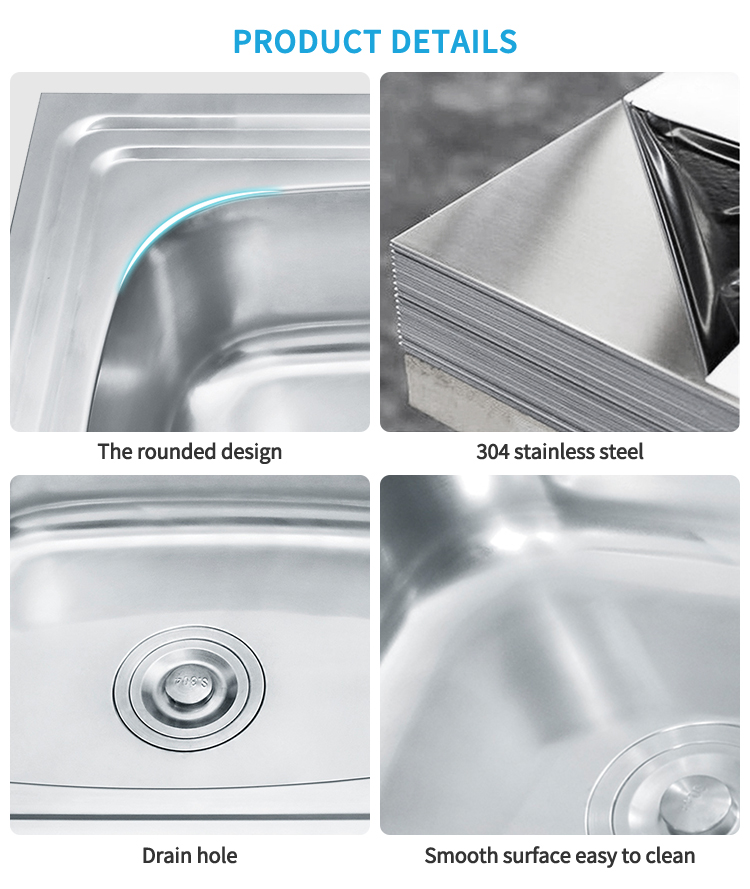 Premium SUS201/304 Stainless Steel Single Bowl Kitchen Sink with Drainboard Square Drop-In Design