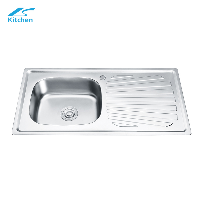 SUS201/304 Stainless Steel Sink with Drainboard | Single Bowl Sink for Kitchen