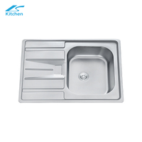 China Factory 201/304 Stainless Steel Single Bowl Kitchen Sink with Drainboard, Farmhouse & RV Use – Hydraulic Pressed Sink