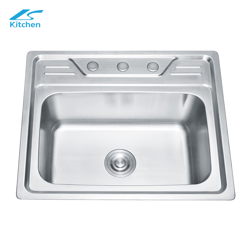  Single Bowl Stainless Steel Bath & Kitchen Sink Black Laundry Wash Basin Three-Hole Counter Installation China Factory Wholesale