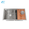 8050 Handmade Family Kitchen Gray Sink Stainless Steel Noise-proof Treatment, Modern and Simple Style Undermount Double Bowl Sink 