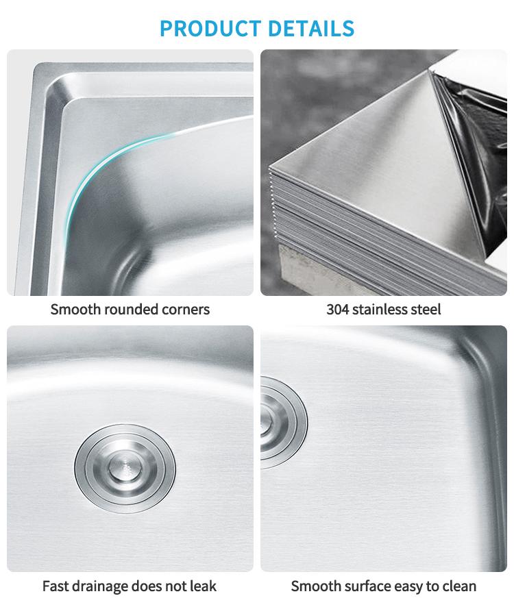 China Direct Sale Factory Silver Large Kitchen Sink Stainless Steel 24*20 Inch Single Bowl Kitchen Sink