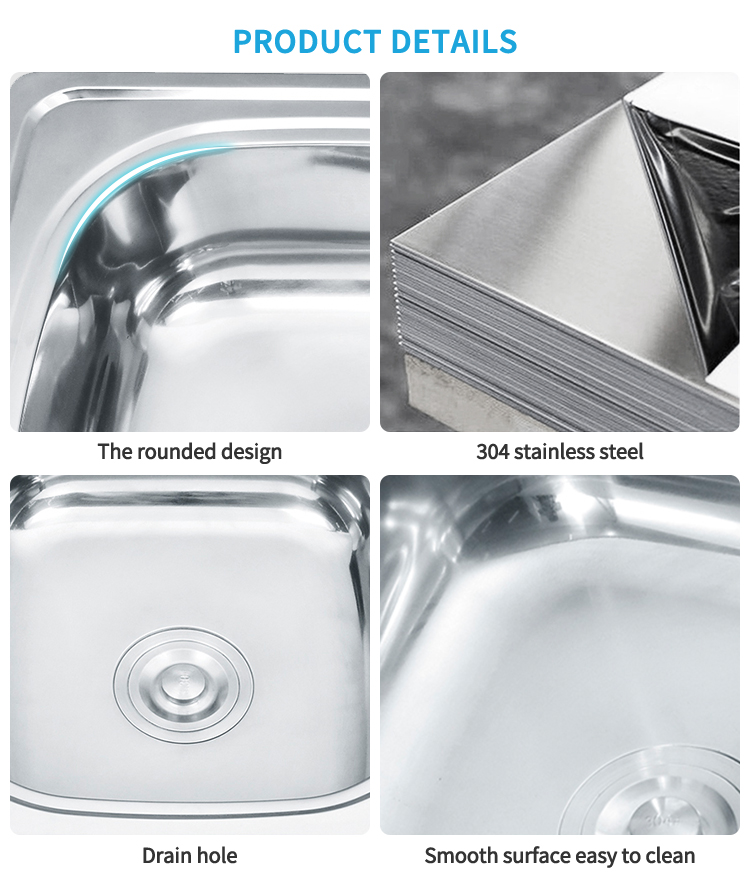 OEM Customized washing double basin with drainboard Modern Square Apartment Graphic Design