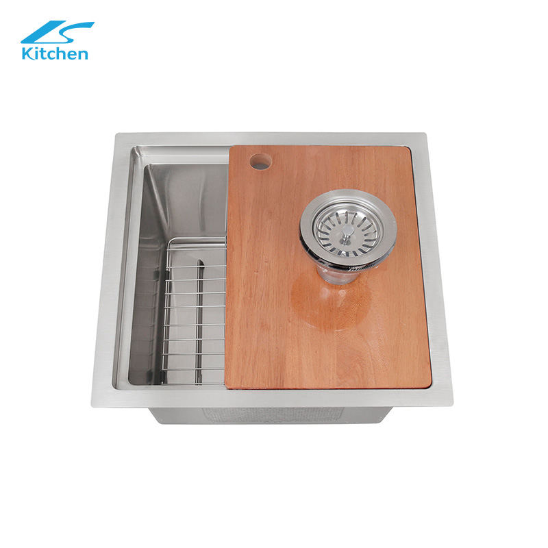Silver Stainless Steel Square Topmount Kitchen Sink – Handmade Single Bowl Budget-Friendly for Home & Apartment Kitchens