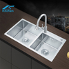 8245Handmade Large bowl kitchen sink 304 stainless steel silver sink double bowl countertop sink