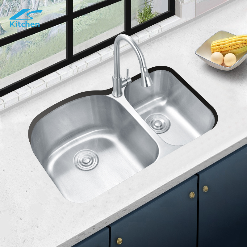 8153 Double Bowl Special Shape House Sink Brushed Stainless Steel Sink