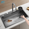 Modern Stainless Steel Workstation With Cup Washer,Draining basket, basin, drain, chopping board Waterfall Multi-Functional Kitchen Sink 