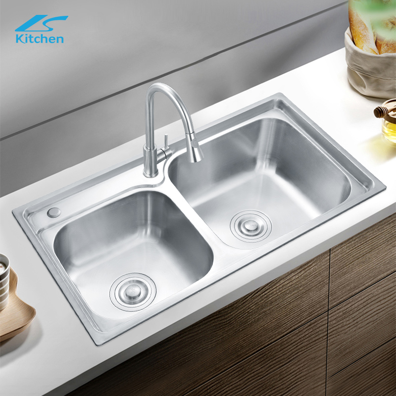 Farmhouse Stainless Steel Double Bowl Kitchen Sink Handmade Single Rectangular Sink 3 Years Warranty Small Size Machine