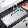 Rectangular Stainless Steel Basin with Plate Single Bowl Washing Sink Suitable for Farmhouse Home Kitchen
