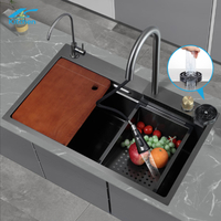 New Trends Corner Waterfall Smart Kitchen Sink Handmade Embossed Sink for Kitchen