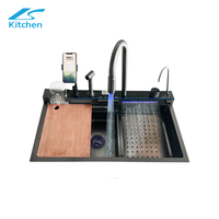 2025 Modern Washing Vegetable Stainless Steel Handmade Sink Sus304 Waterfall Smart Modern Sink