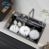 Black Modern Fashion Waterfall Kitchen Sink Sus304 Stainless Steel Single Large Kitchen Sink