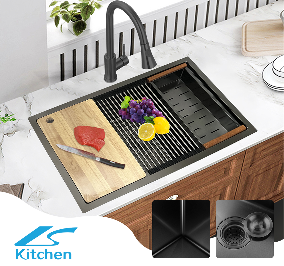 Undermount Sliver Kitchen Sink 33' Handcrafted Stainless Steel Sink with large Space