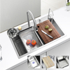33 inches Waterfall Kitchen Sink, Top mount Single Bowl Sink,16 Gauge Multifunctional Stainless Steel Sink 