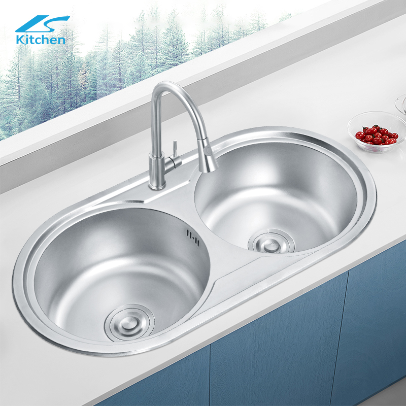 8143 High Quality Home Used Stainless Steel Sink planting Finish with drainboard kitchen Sink