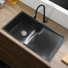 High quality made stainless steel black handmade single bowl with plates kitchen sink modern kitchen