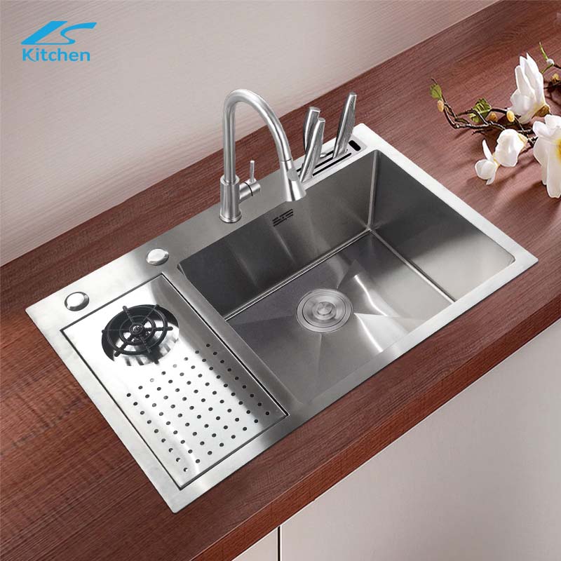 Direct Selling Silver Handmade sink with Cup washer, Drain board, Knife rest useful in Workstation, Home kitchen, Apartment