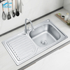 Brushed Silver SUS 304 Stainless Steel Single Bowl Kitchen Sink with Utility Shelf – Top Mount Design for Home and Rural Kitchens 