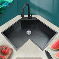 Customized house-hold large-capacity stainless steel kitchen sink bar counter washbasin and corner basin