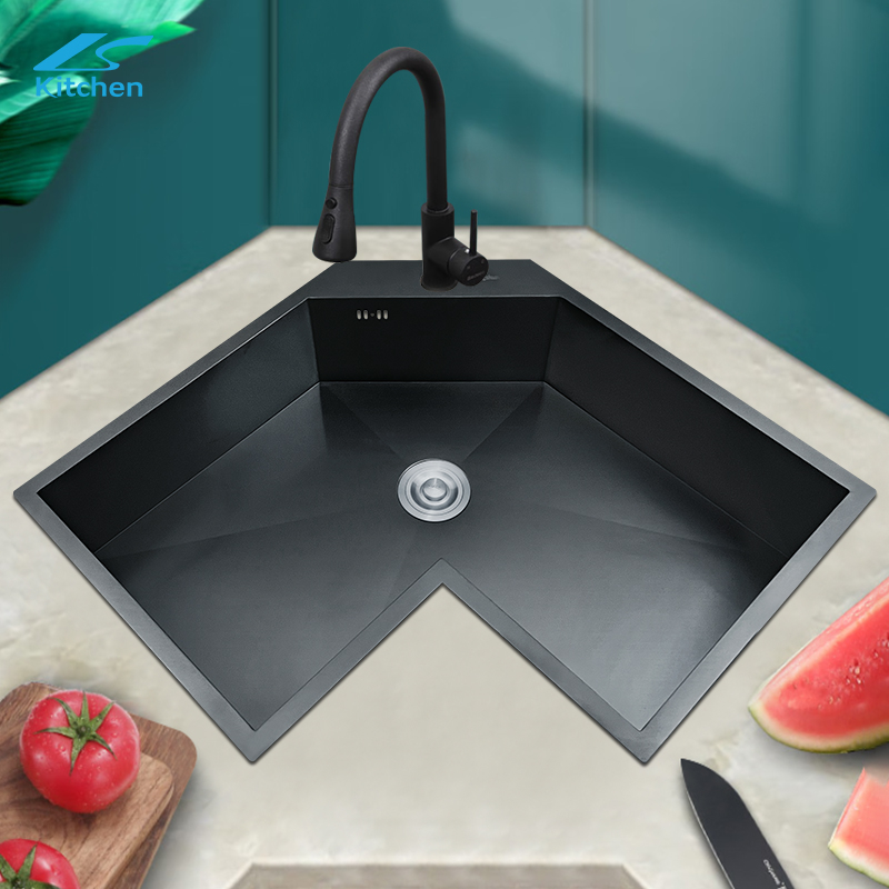 Customized house-hold large-capacity stainless steel kitchen sink bar counter washbasin and corner basin