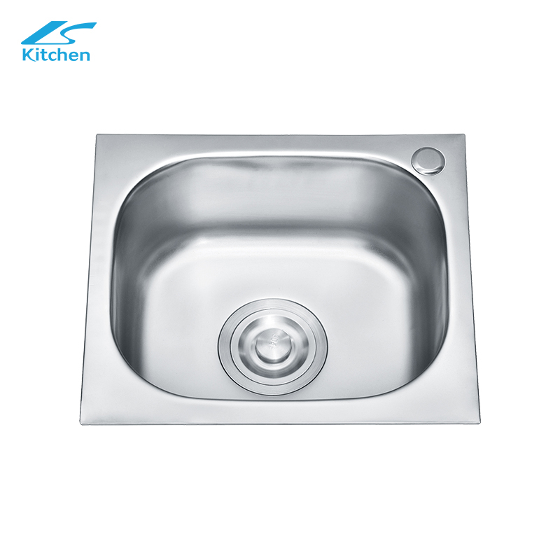 Modern Pressing Stainless Steel Kitchen Sink Single Bowl Topmount One-Hole Design Contemporary Farmhouse Style 