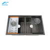 8550 Handmade Family Kitchen Black Sink Stainless Steel Noise-proof Treatment, Modern and Simple Style Undermount Double Bowl Sink 