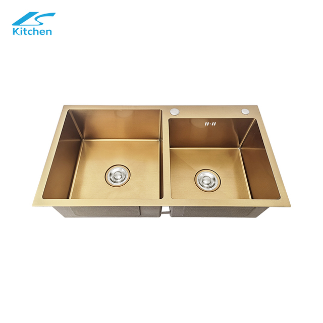 Luxury Gold Kitchen Sink – Modern Double Bowl Handmade Stainless Steel for Elegant Homes – Trending in Fashionable Kitchens & Interior Style