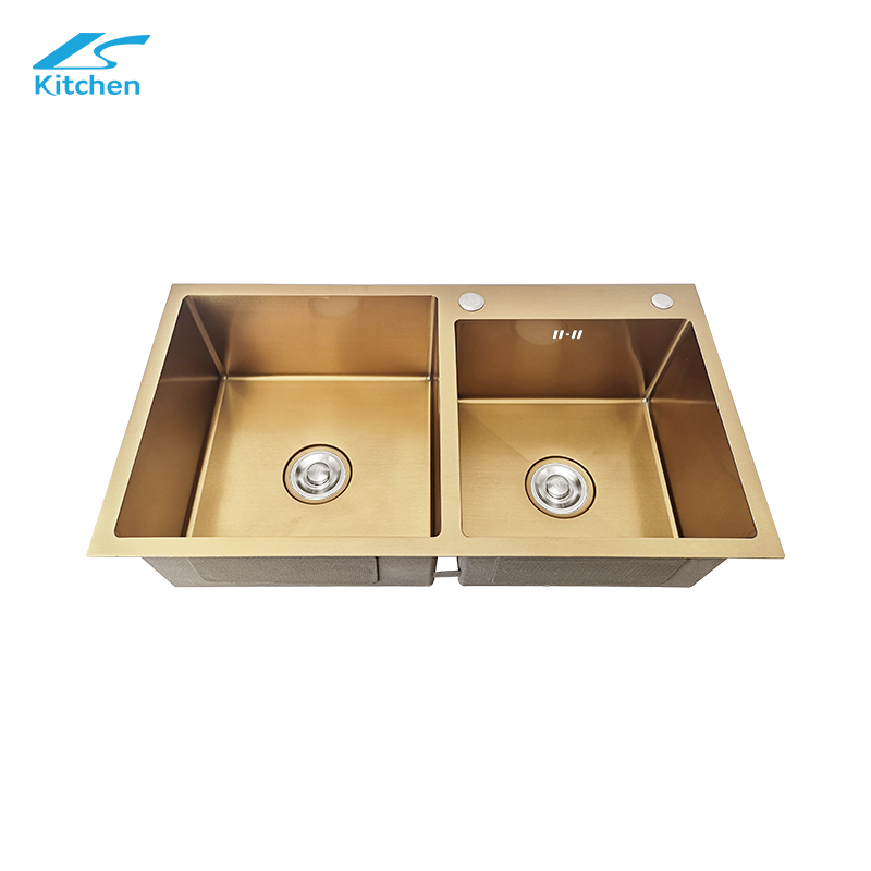 Luxury Gold Kitchen Sink – Modern Double Bowl Handmade Stainless Steel for Elegant Homes – Trending in Fashionable Kitchens & Interior Style