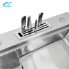 Stepped Silver Double Basin Sink Dishwashing sink 304 Stainless Steel Handmade Sink Suitable in House Kitchen