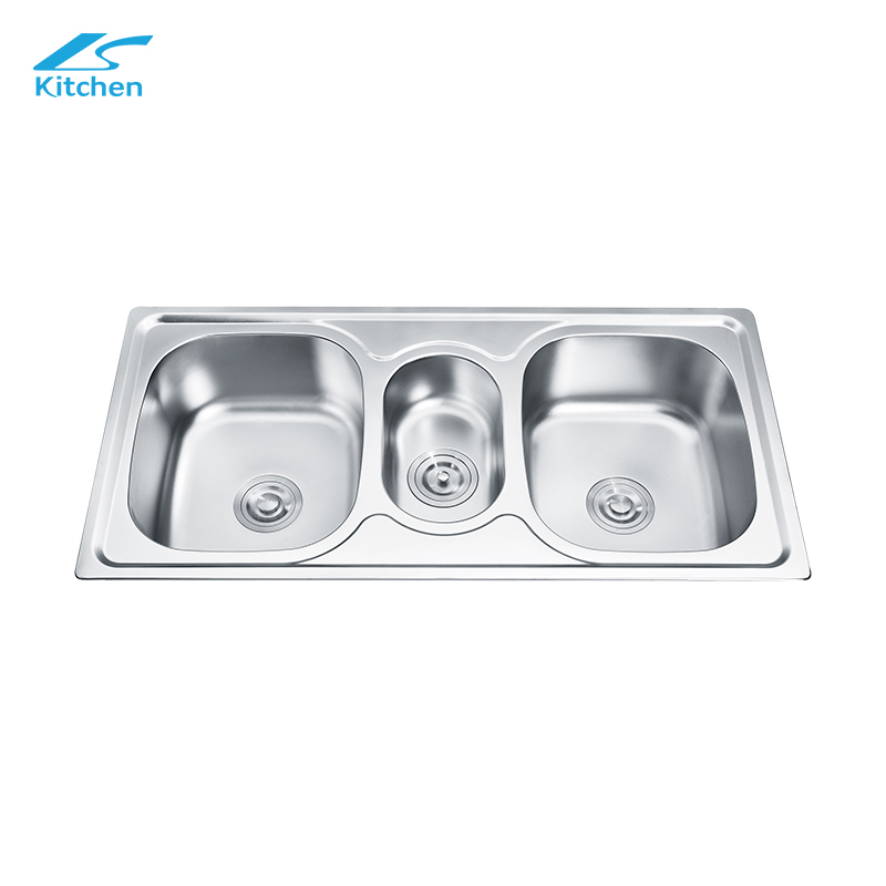 Matt Finishing Three Bowl Kitchen Basin Sink for Workstation House Kitchen