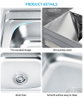 SUS304 and SUS201 durable stainless steel sink with drainboard outdoor untility sink