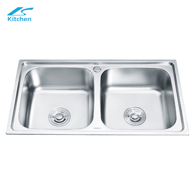 Double Bowl Silver Stainless Steel Kitchen Sink One-hole Modern Kitchen Sink