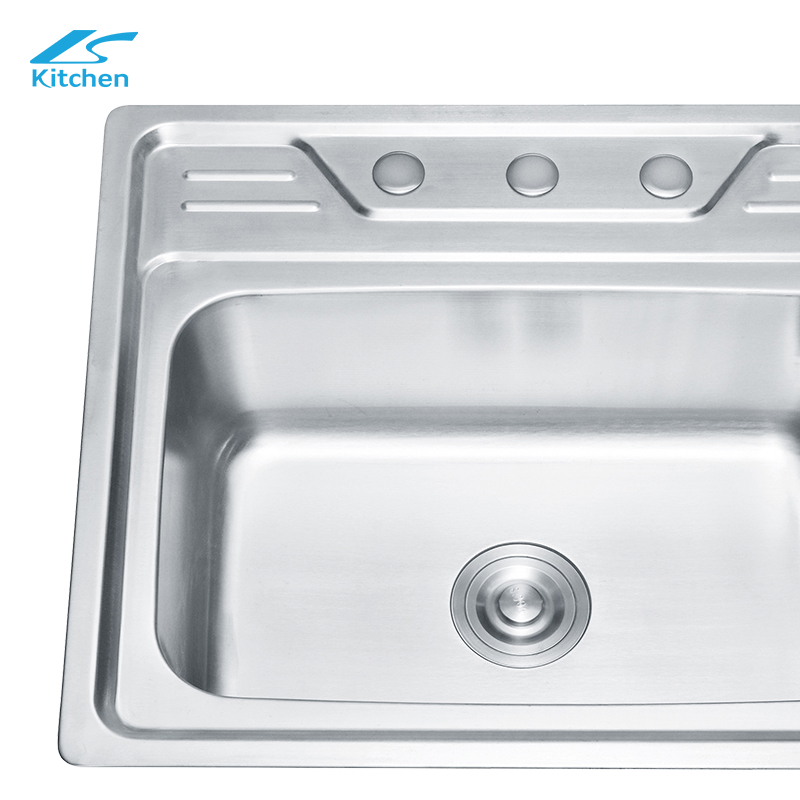  Single Bowl Stainless Steel Bath & Kitchen Sink Black Laundry Wash Basin Three-Hole Counter Installation China Factory Wholesale