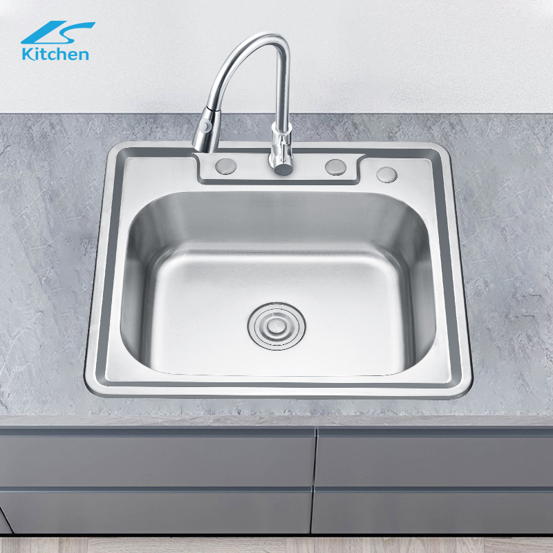 Three-Tap Hole Modern Kitchen and Bath Washing Basin Stainless Steel Silver Sink in Workstation