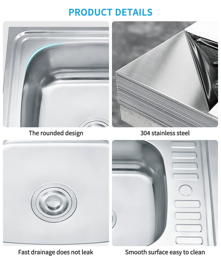 With Drainboard Single Bowl Kitchen Sink Mini Farmhouse Style 201/304 Stainless Steel Material