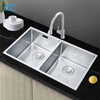 Factory Direct Sales Double Bowl Silver Sink 201 304 Stainless Steel Handmade Under Counter Kitchen Sink
