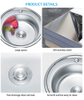 Round Kitchen 304/201 Stainless Steel House Family Kitchen Sink Wholesale Sink Direct Sale Factory 