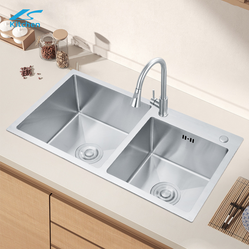 High Quality Stainless Steel Undermount Double Bowl Handmade Custom Made Washing Kitchen Sink