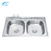 OEM Handmade Double Bowl Stainless Steel Kitchen Sink with Knife and Cutting Board Holder - Stainless Steel Sink