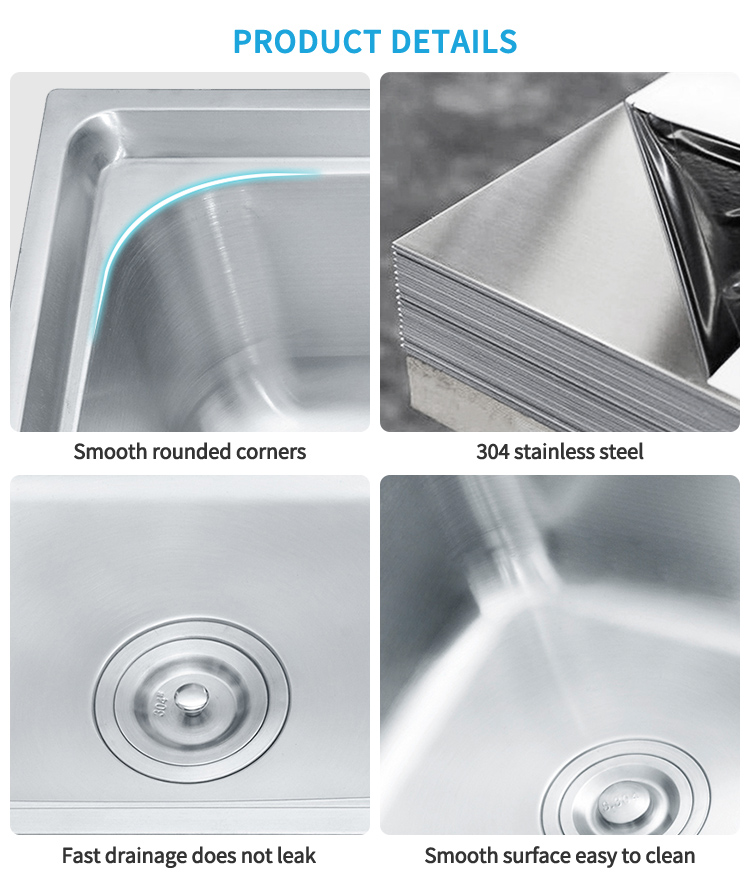 Farmhouse Stainless Steel Double Bowl Kitchen Sink Handmade Single Rectangular Sink 3 Years Warranty Small Size Machine