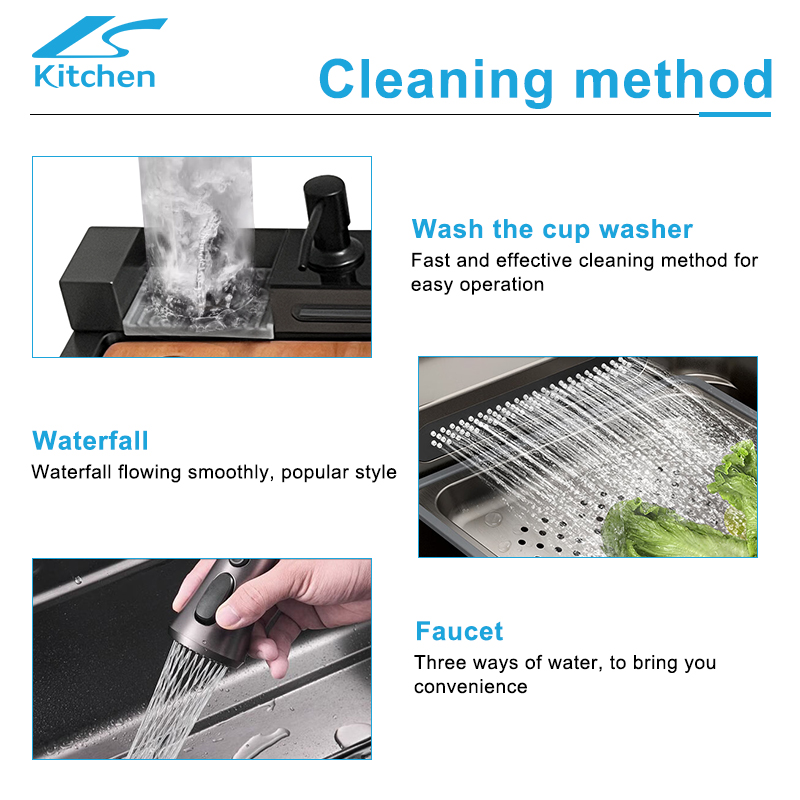 Dish Drain Rack Multi-function Nano Black Large Size Kitchen Modern Sink 