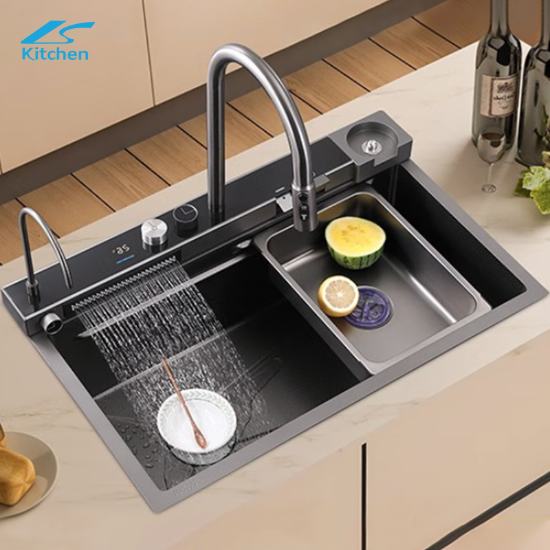 Commercial Restaurant Kitchen Sink Handmade Waterfall Rainfall Kitchen Sink