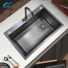 Hot Sale Large Single-slot Nano Black Kitchen Sink with Cutting Board Modern Concept Kitchen Sink