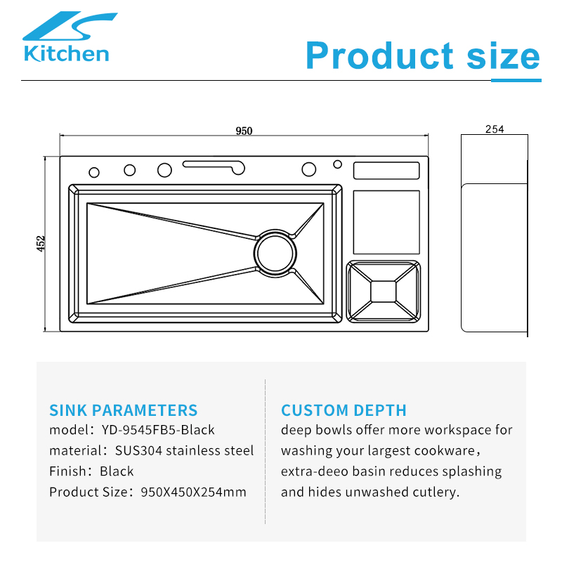 Big Kitchen Family House Handmade Sink Smart Multi-function Kitchen Sink