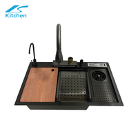 Popular Multifunctional Handmade Modern Waterfall Kitchen Sink Stainless Steel Smart Kitchen Sink