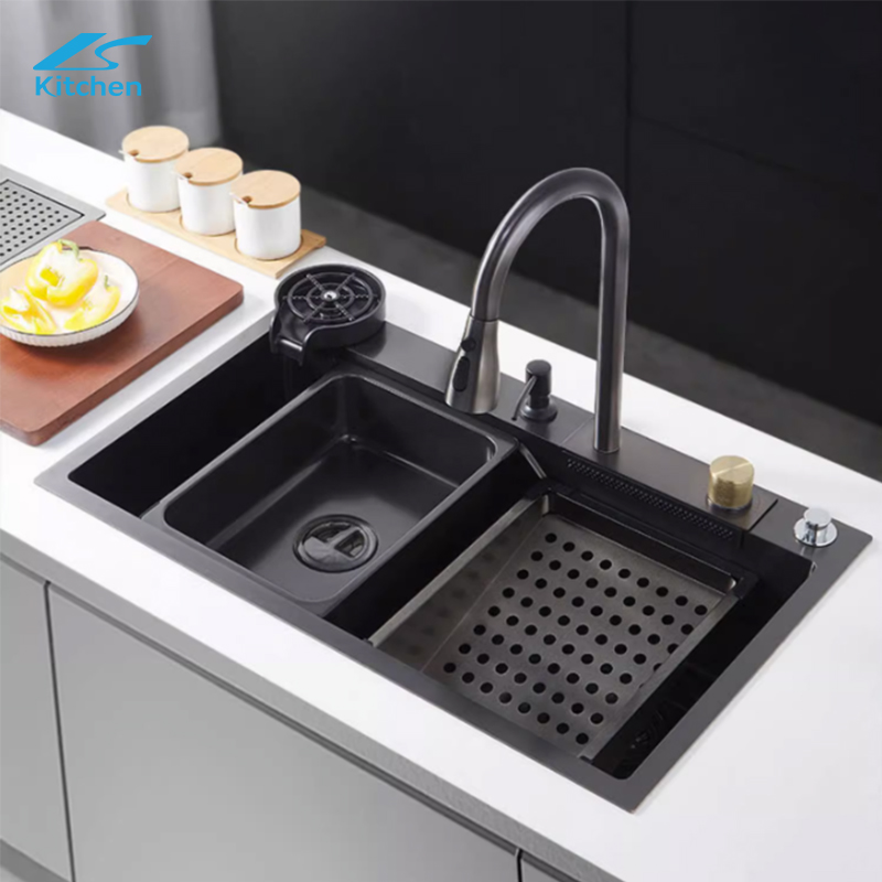2025 New Trends Digital Display Waterfall Multi-function Sink Stainless Steel Large Kitchen Sink