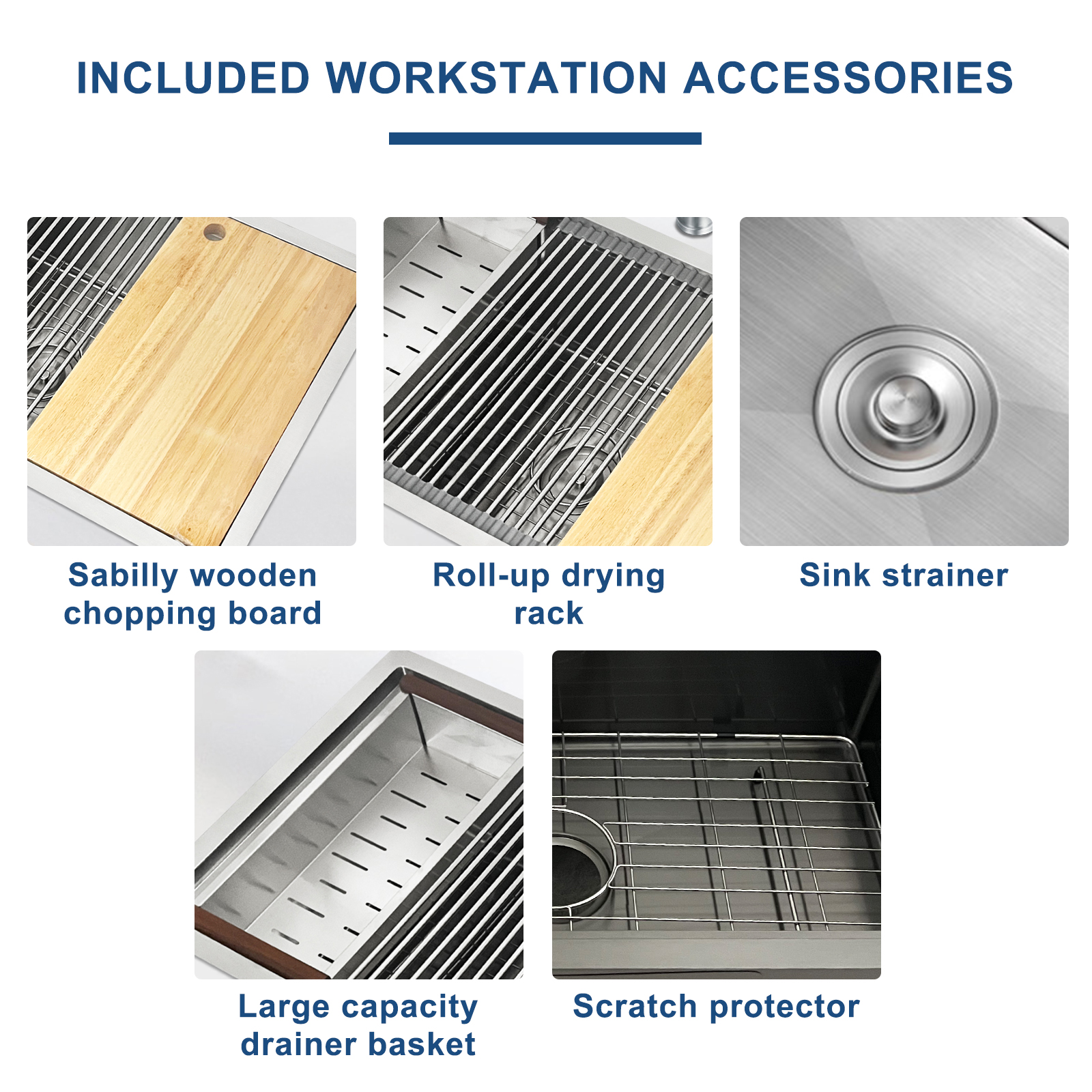Undermount Sliver Kitchen Sink 33' Handcrafted Stainless Steel Sink with large Space