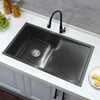 High quality made stainless steel black handmade single bowl with plates kitchen sink modern kitchen
